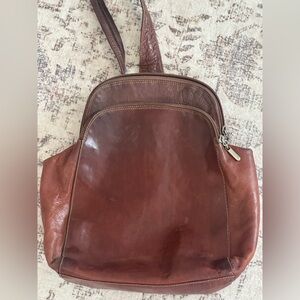 Cristian Elegant Chestnut Leather Backpack Satchel for Women